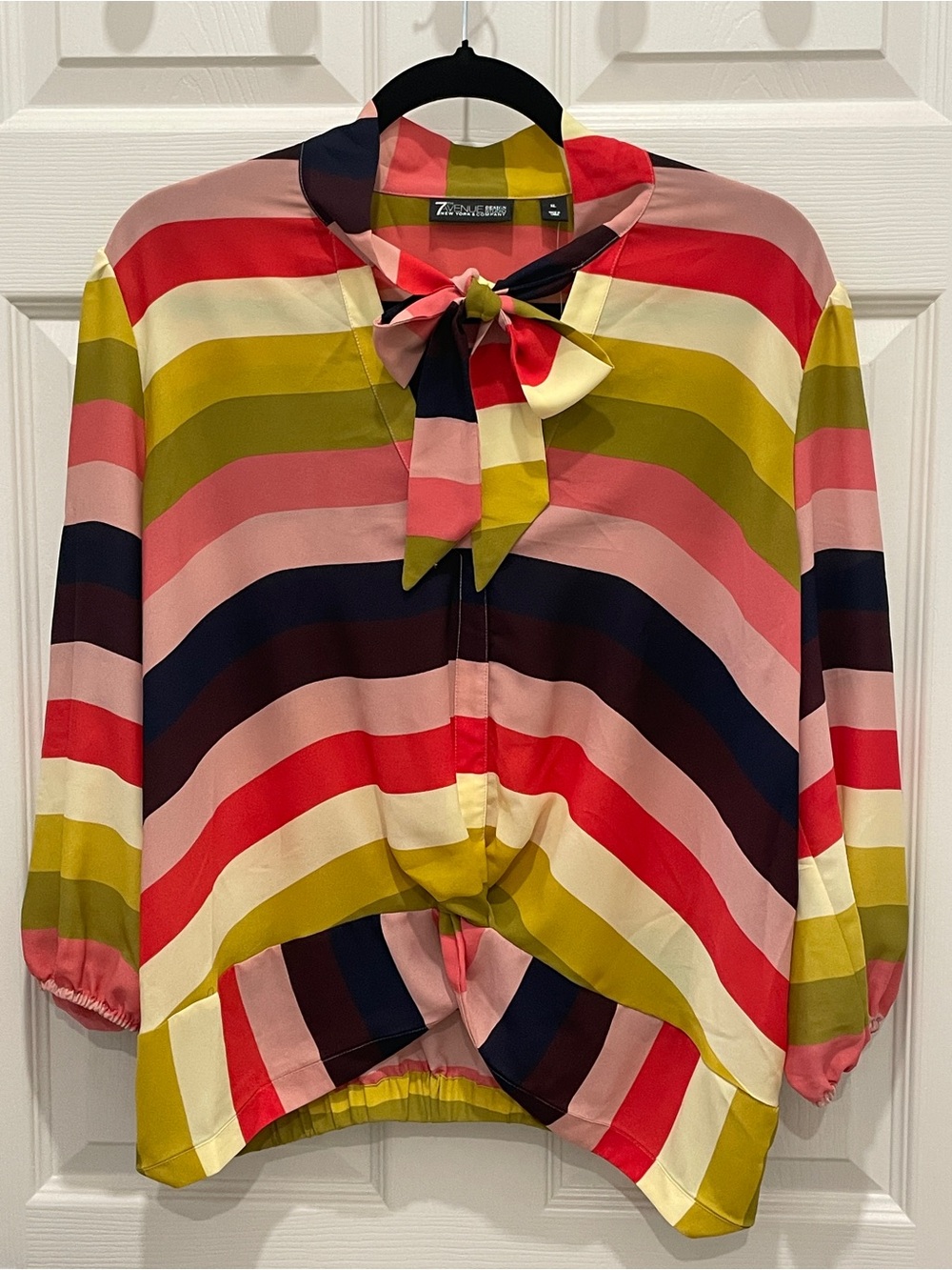 Multi-Stripe Tie-Neck Blouse NWT - Picture 3 of 5